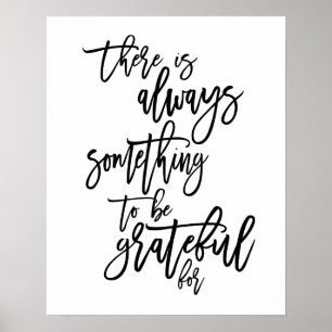 Tacksam Motiverande Citat Svart Poster