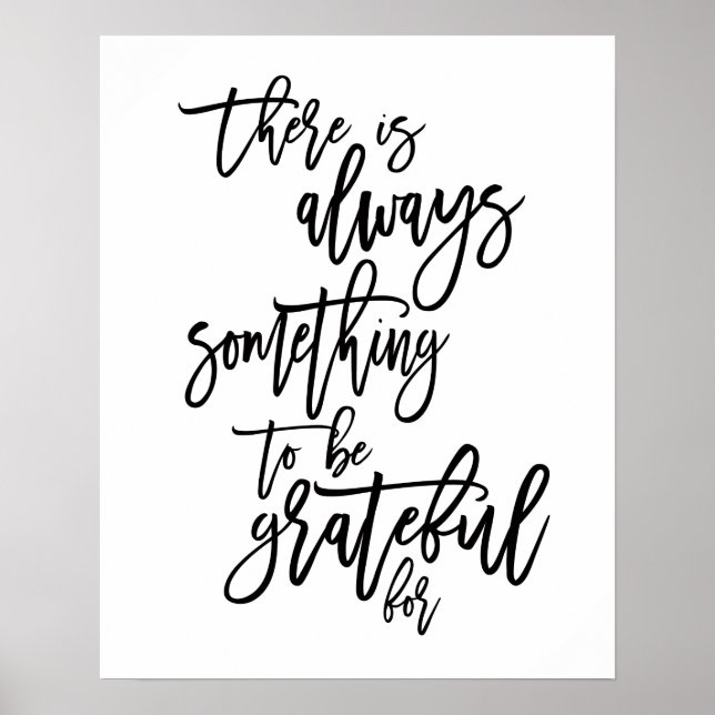 Tacksam Motiverande Citat Svart Poster (Framsidan)