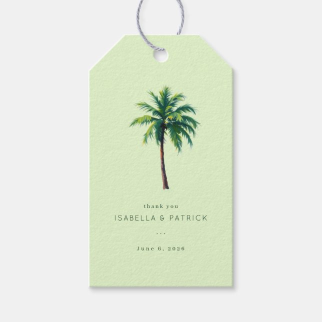 Tacksam Mynta Minimalistisk Palmtree Presentetikett (Framsidan)