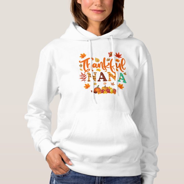 Tacksam NANA – Höstlöv & Mysig Tacksamhet  T Shirt (Framsida)