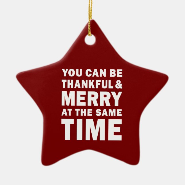 Tacksam och glad modern jul röd stjärna julgransprydnad keramik (Framsidan)