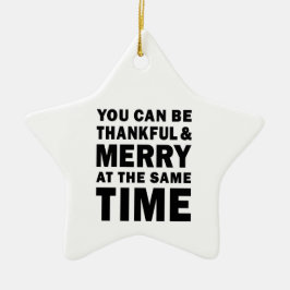 Tacksam och glad modern julstjärna julgransprydnad keramik
