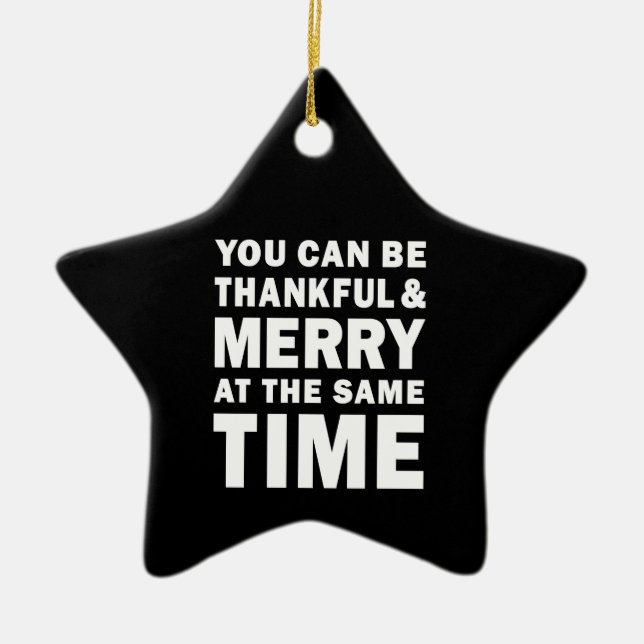 Tacksam och Glad Modern Svart Julstjärna Julgransprydnad Keramik (Framsidan)