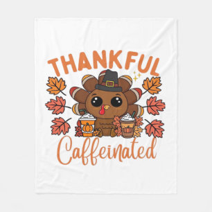 Tacksam Och Kaffeinerad Rolig Thanksgiving Kaffe Fleecefilt