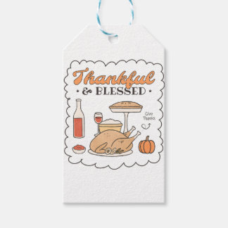 Tacksam och Salig Retro Tacksgiving Presentetikett