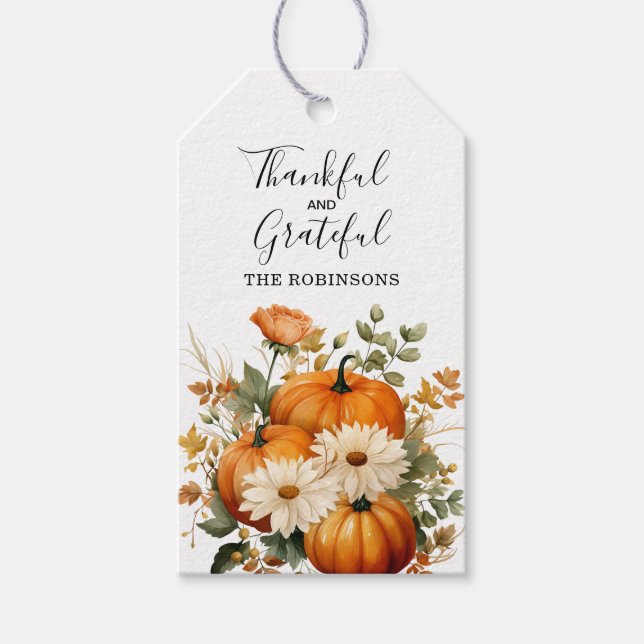 Tacksam och tacksägelse Thanksgiving  Presentetikett (Framsidan)