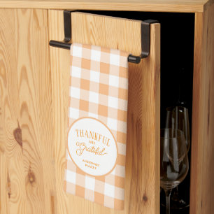 Tacksam Och Tacksam Rutig Thanksgiving Kökshandduk