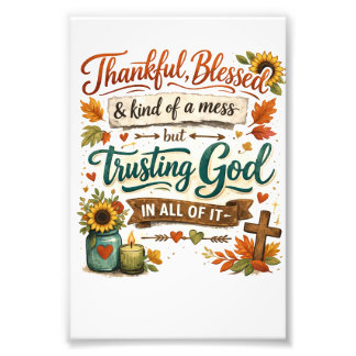 tacksam och välsignad konst fototryck