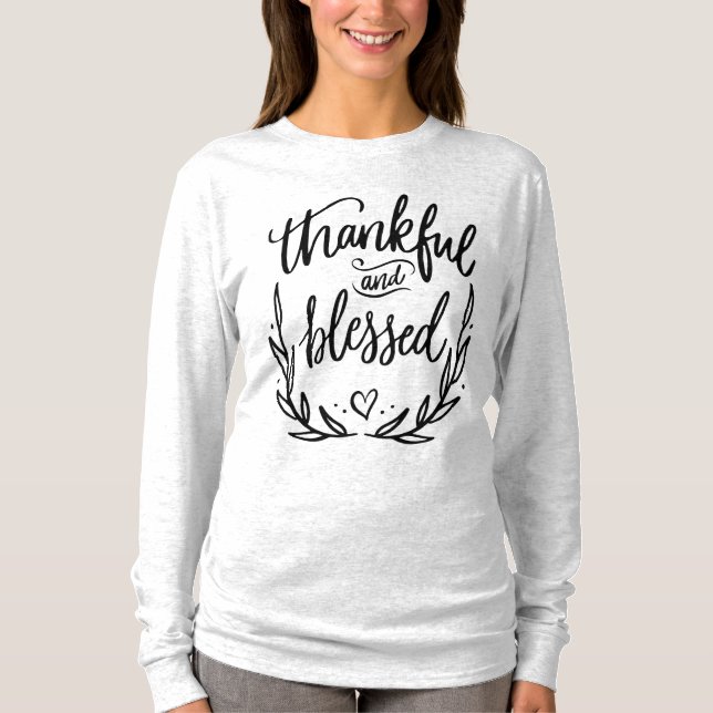 Tacksam och välsignad kristen offert t shirt (Framsida)