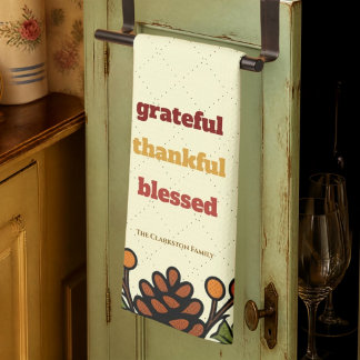 Tacksam och välsignad Thanksgiving retrodesign Kökshandduk