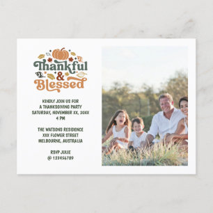 Tacksam & Salig Thanksgiving Foto Inbjudan