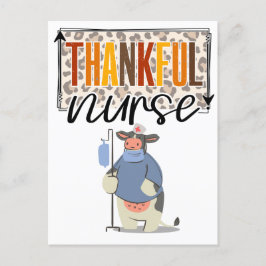 Tacksam sjuksköterska för tacksägelse söt ko sjuks vykort