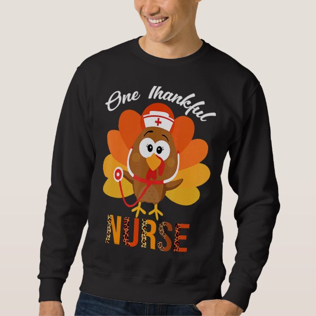 Tacksam sjuksköterska i Turkiets Thanksgiving Sjuk Lång Ärmad Tröja (Framsida)