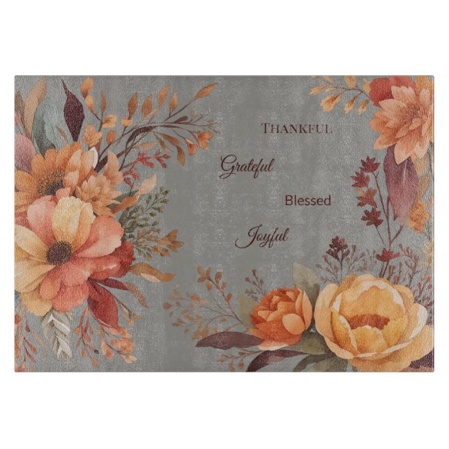 Tacksam Stor Tacksägelse Blommig Hösttack  (Framsidan)