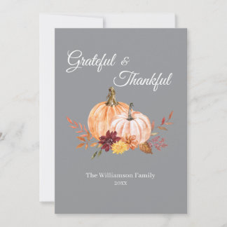 Tacksam & Tacksägelse Personlig Thanksgiving Julkort