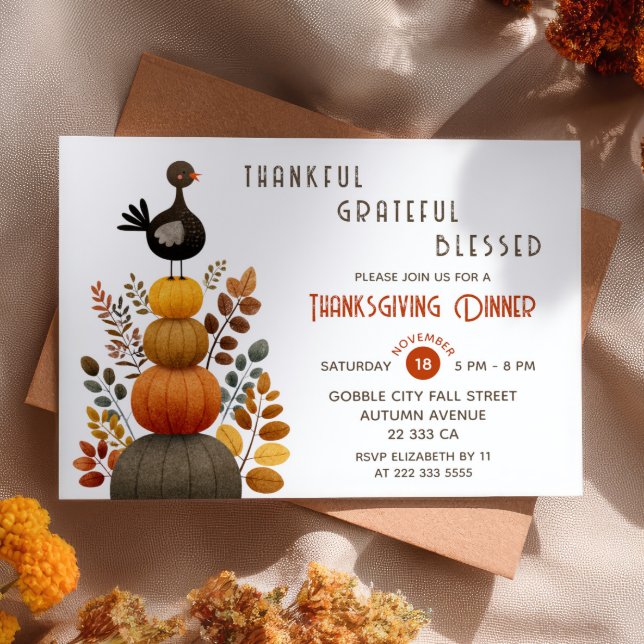 Tacksam Tacksägelse Tack till Gud Thanksgiving Mid Inbjudningar (Skapare uppladdad)