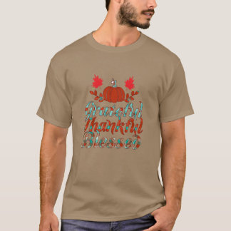 Tacksam tacksägelse välsignad pumpa Rolig Fall Des T Shirt