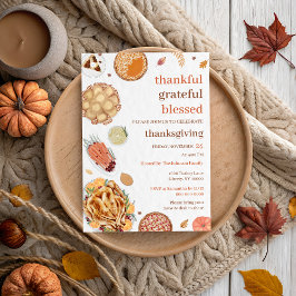 Tacksam Tacksägelse Välsignad Sthanksgivingmiddag Inbjudningar