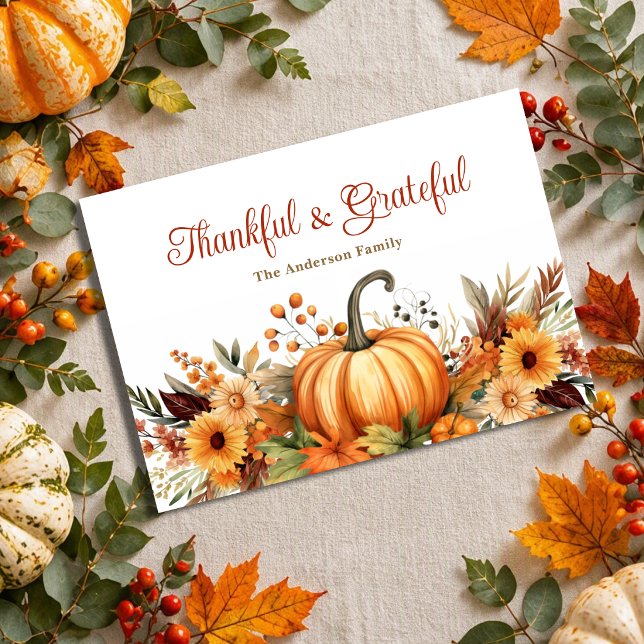 Tacksam Tacksam Pumpa Solros Thanksgiving  Julkort (Skapare uppladdad)