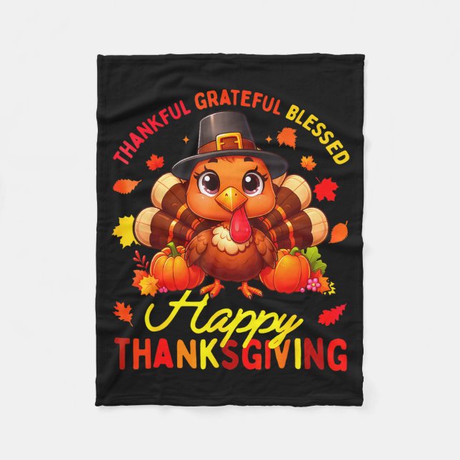Tacksam Tacksam Salig Glad Thanksgiving Turkiet Fleecefilt (Framsidan)