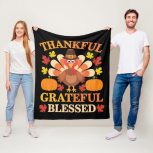 Tacksam Tacksam Salig Kalkon Tacksgiving Fleecefilt