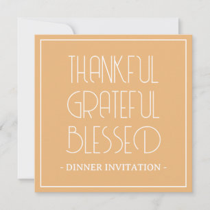 Tacksam Tacksam Salig Minimalist Thanksgiving Inbjudningar