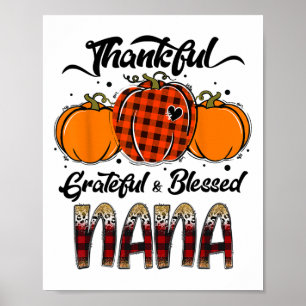 Tacksam Tacksam Salig Nana Plaid Tacksayelsedag Poster