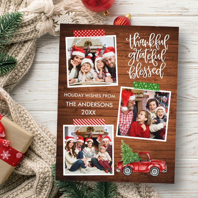 Tacksam Tacksam Salig Trä Lastbilstejp Semester Vykort (Customize to change your personalized text size or text style.)