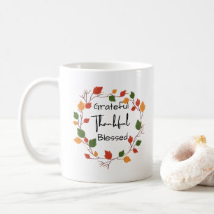 Tacksam Tacksam Segen Tacksgiving löv Fall Kaffemugg