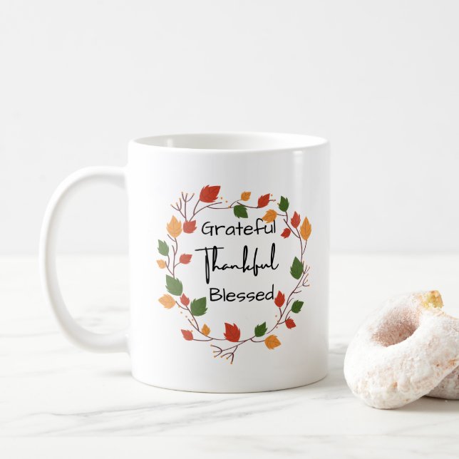 Tacksam Tacksam Segen Tacksgiving löv Fall Kaffemugg (Med munk)