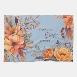 Tacksam tacksam välsignad Blommig Thanksgiving Kökshandduk