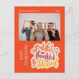 Tacksam Tacksam Välsignad Foto Orange Höst Vykort