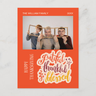 Tacksam Tacksam Välsignad Foto Orange Höst Vykort