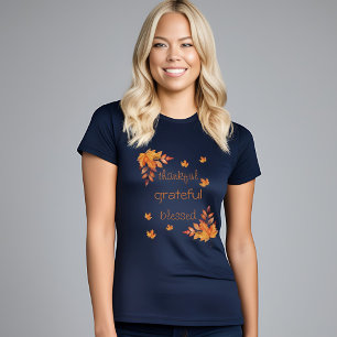 Tacksam Tacksam Välsignad Höst Fallande Löv T Shirt