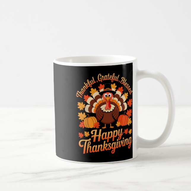 Tacksam Tacksam Välsignad Höst Thanksgiving Kaffemugg (Höger)
