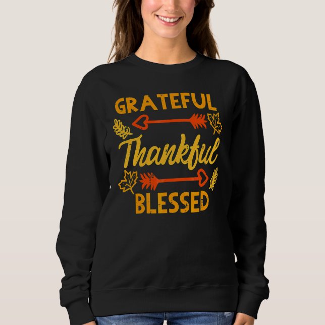 Tacksam Tacksam Välsignad Höst Thanksgiving T Shirt (Framsida)