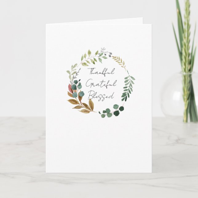 Tacksam Tacksam Välsignad Höstlöv Rustik Modern Kort (Framsida)