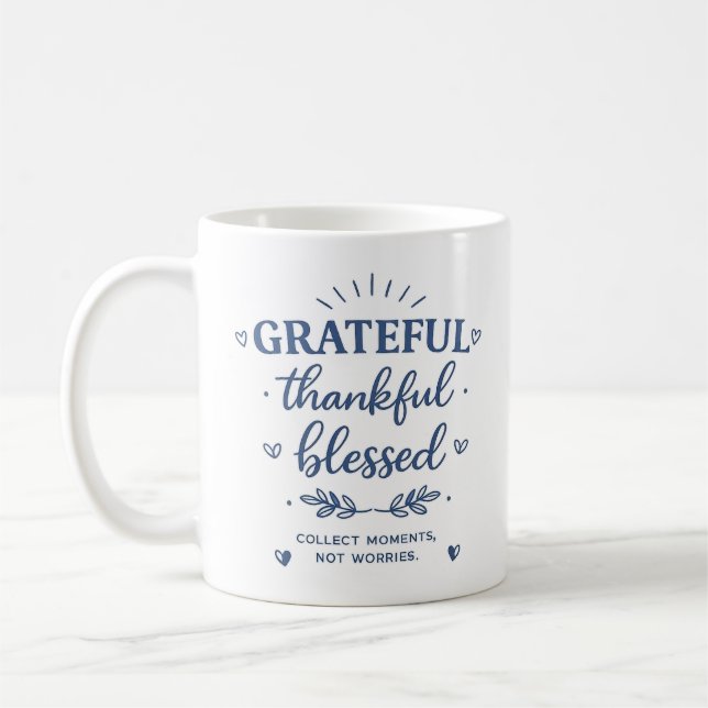 Tacksam Tacksam Välsignad Inspirerande Kaffemugge Kaffemugg (Vänster)