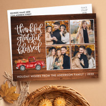 Tacksam Tacksam Välsignad Trä Thanksgiving Lastbil