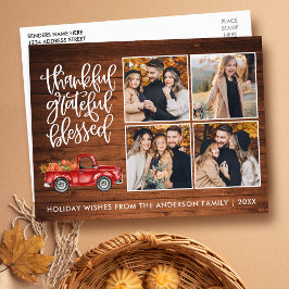 Tacksam Tacksam Välsignad Trä Thanksgiving Lastbil Vykort