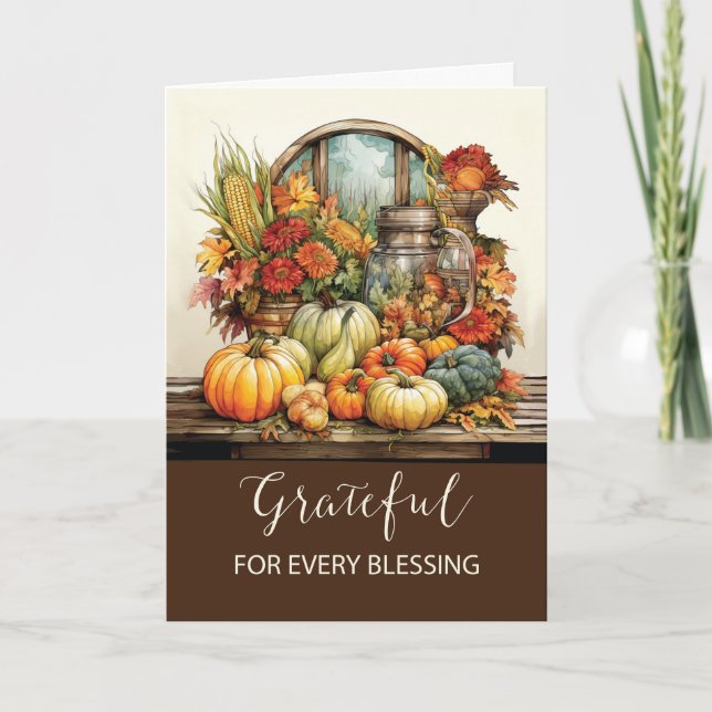 Tacksam Thanksgiving-segnelser med Stilleben Kort (Framsida)