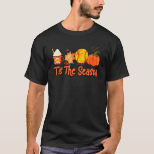 Tacksam Tis Säsongen Softboll Pumpa Latte Kaf T Shirt