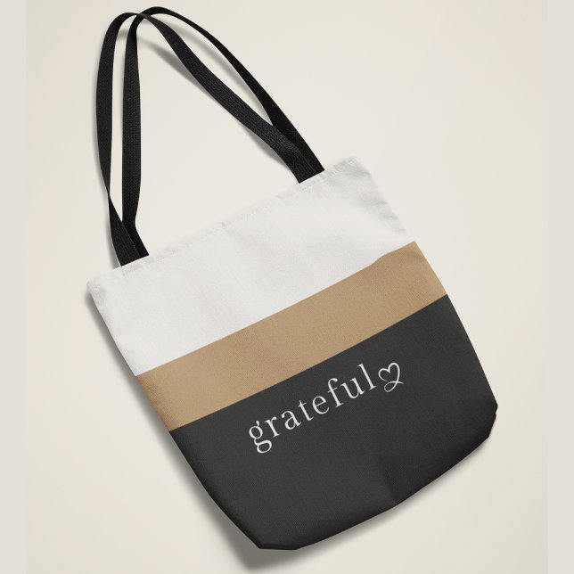 Tacksam Totebag | Positiv Premium Randig Design Tygkasse (Skapare uppladdad)