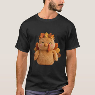 Tacksam Turk med bladkrona — Thanksgiving T Shirt
