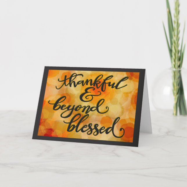 Tacksam Utöver Välblåst Tacksgiving Modernt Kort (Framsida)