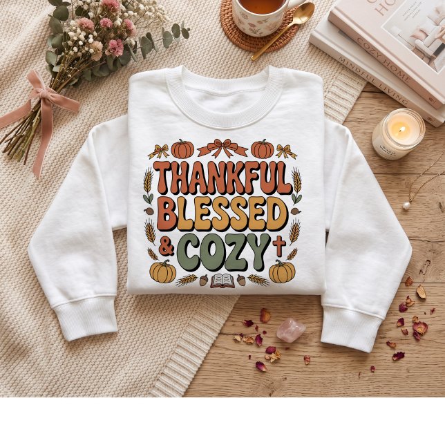 Tacksam, välsignad, mysig. Thanksgiving-design T Shirt (Skapare uppladdad)