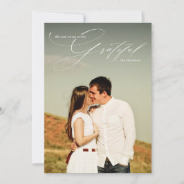 Tacksam vit script calligraphy full foto julkort