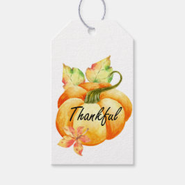 Tacksam Watercolor Pumpa Thanksgiving  Presentetikett