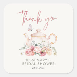 Tacksamhet för Bröllopsdusch för Tekompisar Fyrkantigt Klistermärke