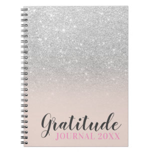  tacksamhet för rosa i silver glitter journal anteckningsbok